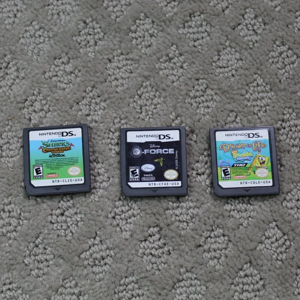 Set 3 Nintendo DS Games: Sponge Bob Drawn to Life, Shrek Carnival Craze, G-Force